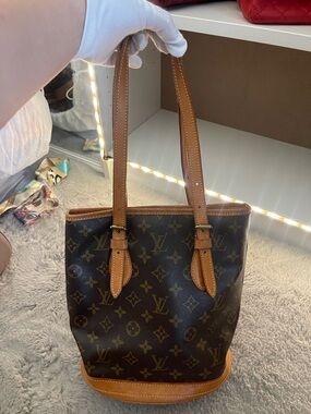 Women's Monogram Canvas Bucket Bag in Brown